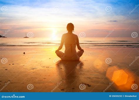 Woman Practicing Yoga on the Beach. Stock Photo - Image of practicing, lifestyle: 35035232