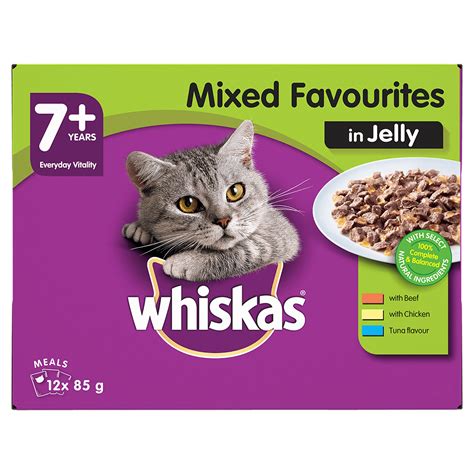 WHISKAS® 7+ Years Adult Wet Cat Food Mixed Favourites In Jelly 12x85g Pouch