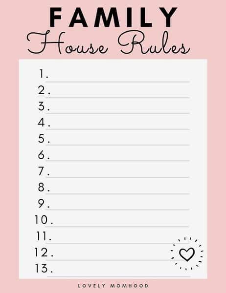 Family House Rules for Kids & Teens (+50 Sample Rules & Template) | Rules for kids, House rules ...