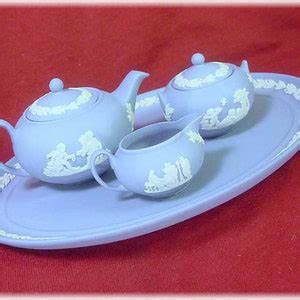 Wedgwood Miniature Tea Set Blue Jasperware 6 Piece Oval - Etsy