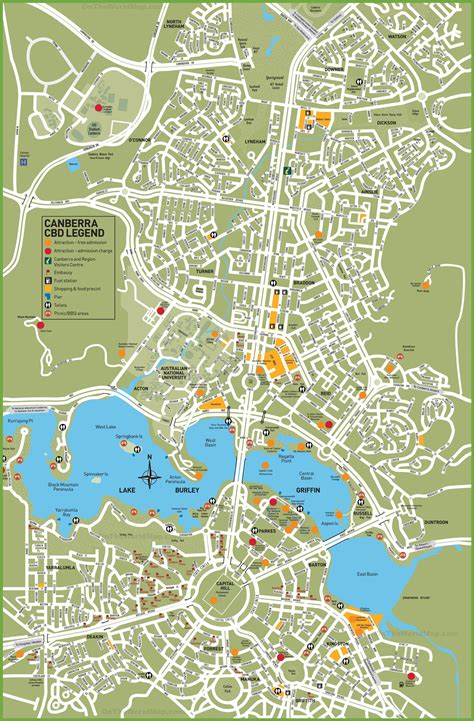 Tourist map of central Canberra, the capital of Australia. : MapPorn