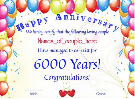 Free Anniversary Certificates and Awards at clevercertificates.com | Happy anniversary, Best ...