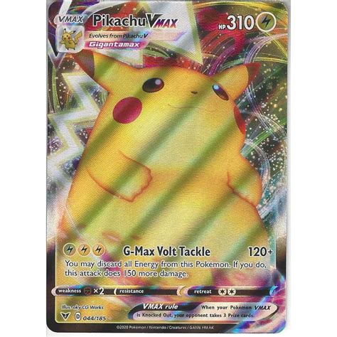 Pokemon Trading Card Game 044/185 Pikachu VMAX : Rare Ultra Card : SWSH-04 Vivid Voltage ...