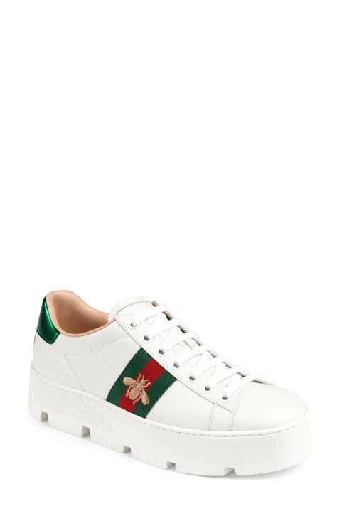 Women's Gucci New Ace Platform Sneaker, Size 10.5US / 40.5EU - White in ...