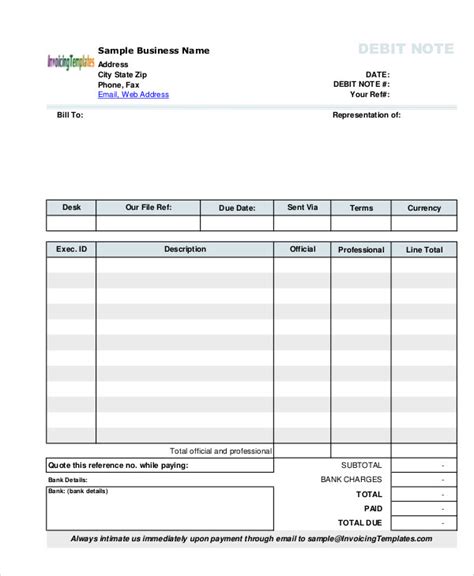 Debit Note Templates - 9+ Word, PDF Format Download