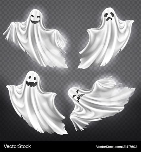 Set of white ghosts halloween Royalty Free Vector Image