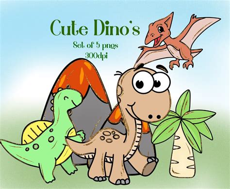 Dinosaur Clip Art, Cute Dino Png, Dino Set Sublimation, Clipart Png ...