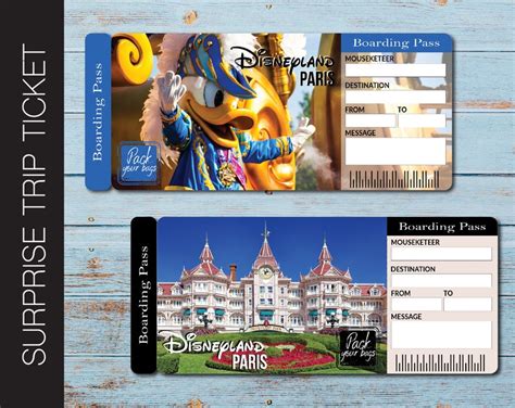 Printable PARIS DISNEY Surprise Trip Tickets. Disneyland Paris - Etsy France