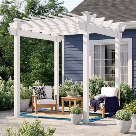 Davis 7.6 Ft. W x 7.6 Ft. D Vinyl Pergola With Mounting Kit | 1000 in 2020 | Aluminum pergola ...