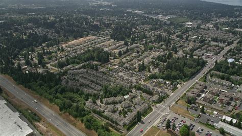 5K stock footage aerial video of flying by condominiums in Lynnwood, Washington Aerial Stock ...