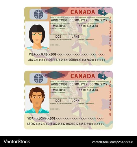 Canada international passport visa sticker Vector Image