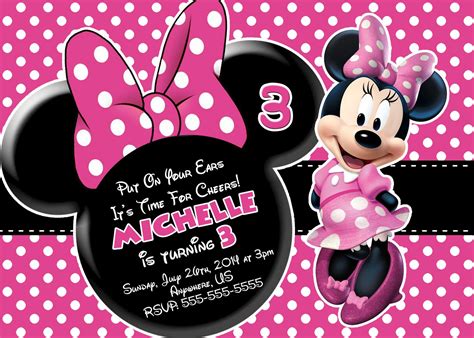 Red Minnie Mouse Birthday Invitations | Minnie mouse invitations, Minnie invitations, Minnie ...