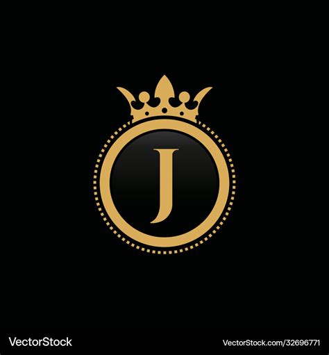 Letter j royal crown luxury logo design Royalty Free Vector