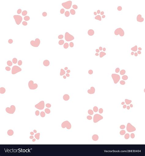 Seamless pattern with pink pet paw prints and hearts for Wallpaper ...