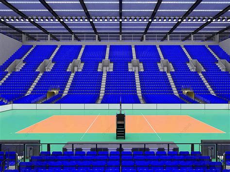 Stunning Contemporary Volleyball Stadium With Blue Seating And Vip Suites Photo Background And ...