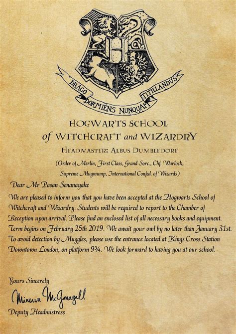 Best Of Harry Potter Hogwarts Acceptance Letter Font And Description | Harry potter letter ...