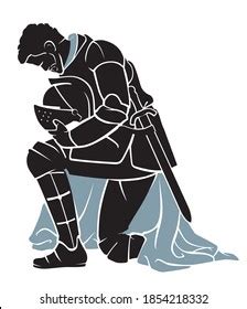 Knight Kneeling Medieval Armor Silhouette Stock Vector (Royalty Free) 1854218332 | Shutterstock