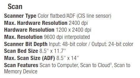 can the Epson EcoTank ET-4850 scan to a memory device (USB or SD)? The spec sheet says it can ...