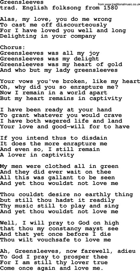 Greensleeves Lyrics