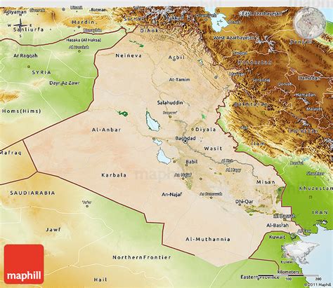 Satellite 3D Map of Iraq, physical outside