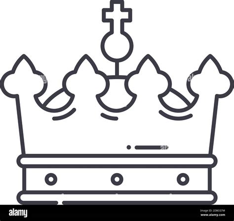 King crown icon, linear isolated illustration, thin line vector, web ...