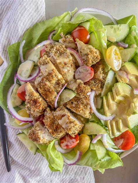 Chicken Tender Salad with Honey Mustard Dressing - Big Delicious Life