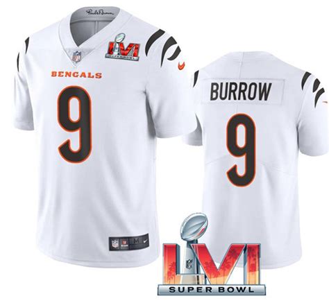 Youth Cincinnati Bengals #9 Joe Burrow White 2022 Super Bowl LVI Vapor ...