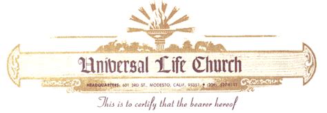 Universal Life Church Ordination Certificate