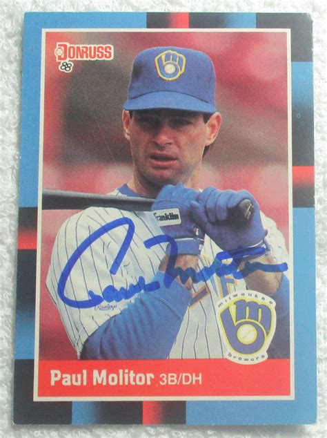 Paul Molitor Autographed Card Brewers No COA