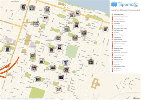 Savannah Printable Tourist Map Tourist Map Savannah Attractions | Ruby ...