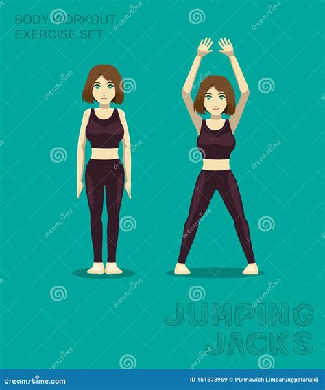 Jumping Jacks Body Workout Exercise Set Manga Cartoon Vector Stock Vector - Illustration of jack ...