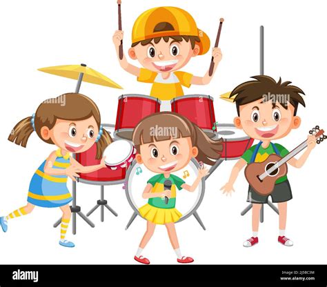 Group of children music band illustration Stock Vector Image & Art - Alamy