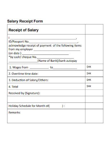 FREE 14+ Salary Receipt Samples & Templates