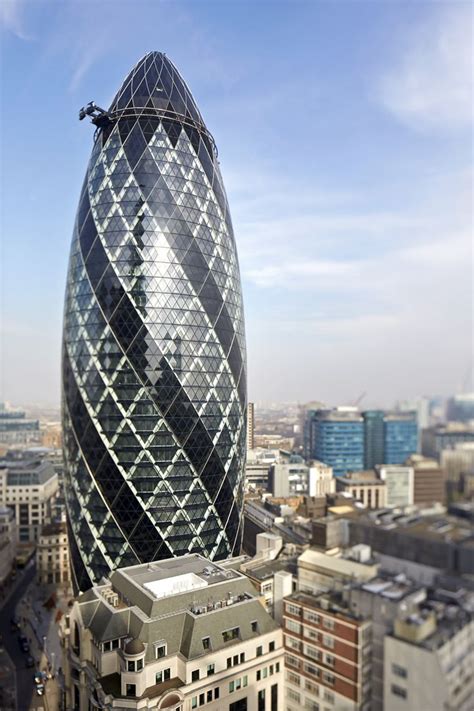 Exterior aerial view of the London Gherkin | Gherkin tower, London | London skyscrapers | The ...