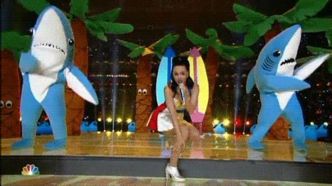 Katy Perry and her sharks perform during the Super Bowl XLIX Halftime ...