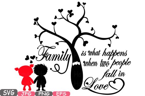 Family SVG Word Art family tree quote clip art silhouette Family Is ...