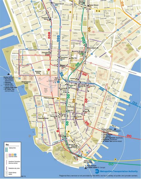 Downtown NYC map - Printable map of downtown New York City (New York - USA)