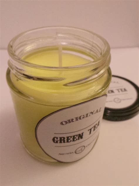 Green Tea Scented Candle. by ArcadiaHomeCreations on Etsy