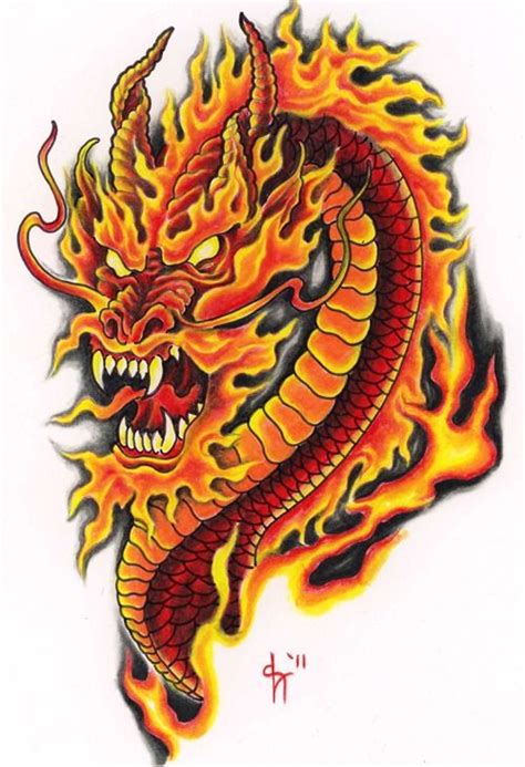 Fire Dragon Tattoo Designs Dragon Tattoo Drawing, Dragons Tattoo, Small Dragon Tattoos, Chinese ...