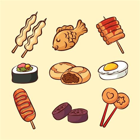 Free Vector | Hand drawn korean street food element collection