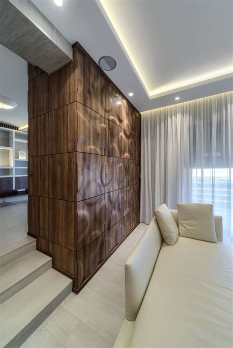 3D multi-layer wall covering of real wooden veneers. #interiordesign # ...