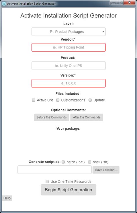 Activate Script Generator Tool (Obsolete) | Cybersecurity Marketplace