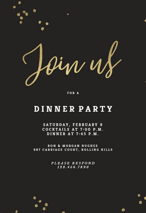 Minimal confetti - Dinner Party Invitation Template (Free) | Greetings Island | Dinner ...