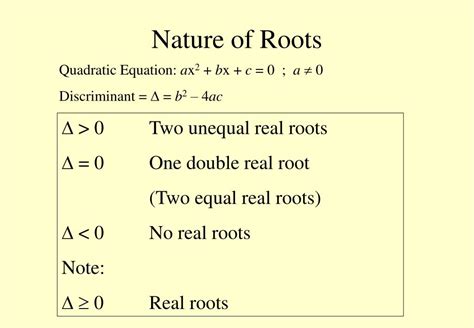 PPT - Nature of Roots PowerPoint Presentation, free download - ID:6335843