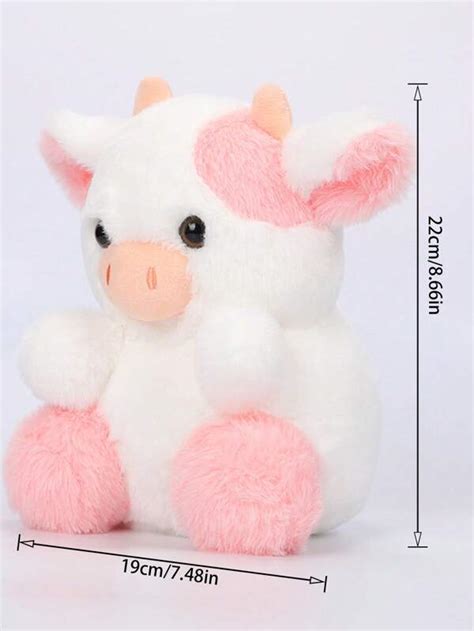 8.66in 3D Pink Strawberry Cow Plush Toy Stuffed Plush Doll Animal Cow ...