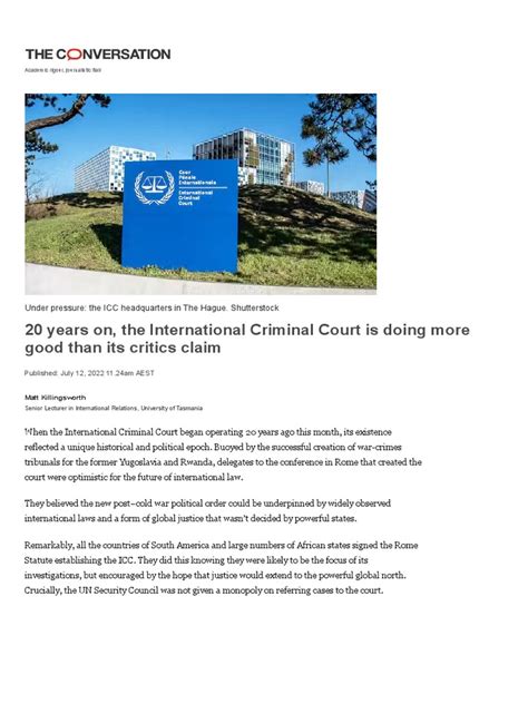 20 Years On, The International Criminal Court Is Doing More Good Than ...