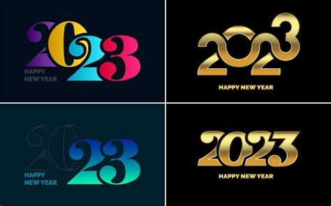 Free Vector | Set of logo design 2023 happy new year 2023 number design ...