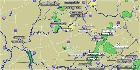 Map of Kentucky WaterFalls | Kentucky travel, Frankfort kentucky, Tennessee map