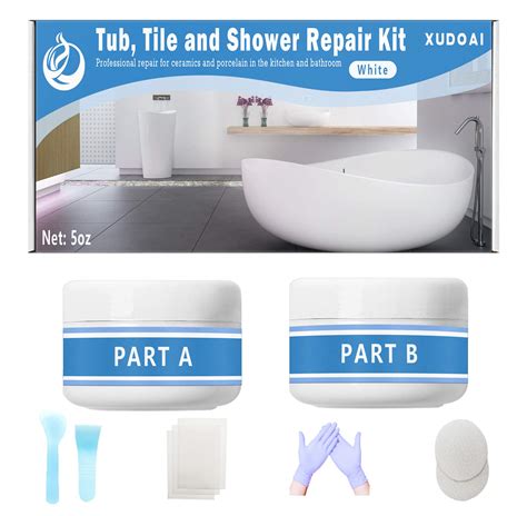 Buy Tub, Tile and Shower Repair Kit, 5oz White Bathtub Crack Refinishing Kit for Porcelain ...