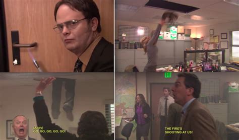 And literally every part from Dwight's fire drill. | The office show, Office fire drill, Office ...